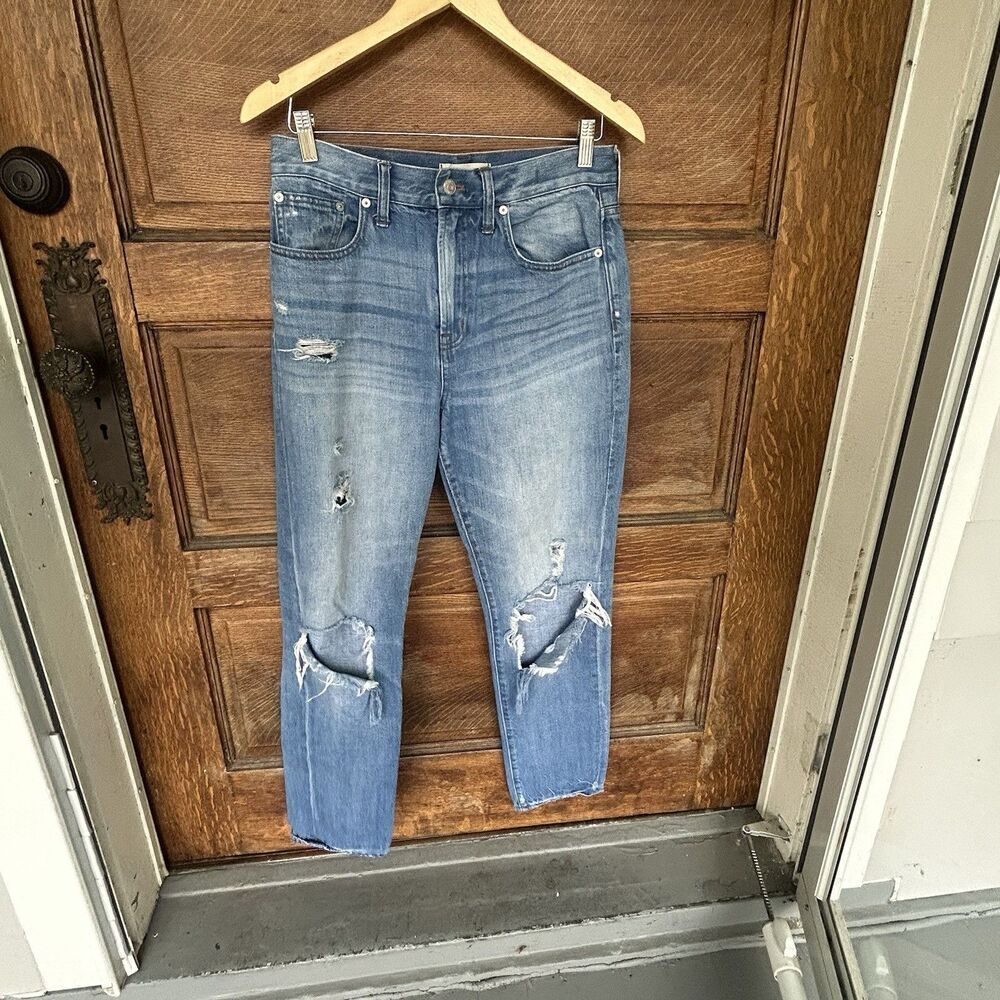 Madewell Perfect Vintage Distressed Straight Leg Jeans Size 28 - Picture 3 of 11